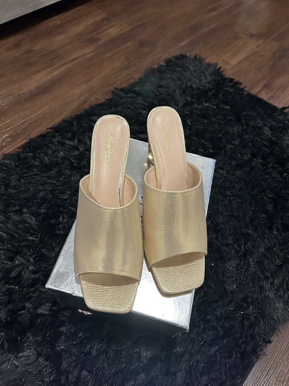 Metallic Gold Slide Mules by